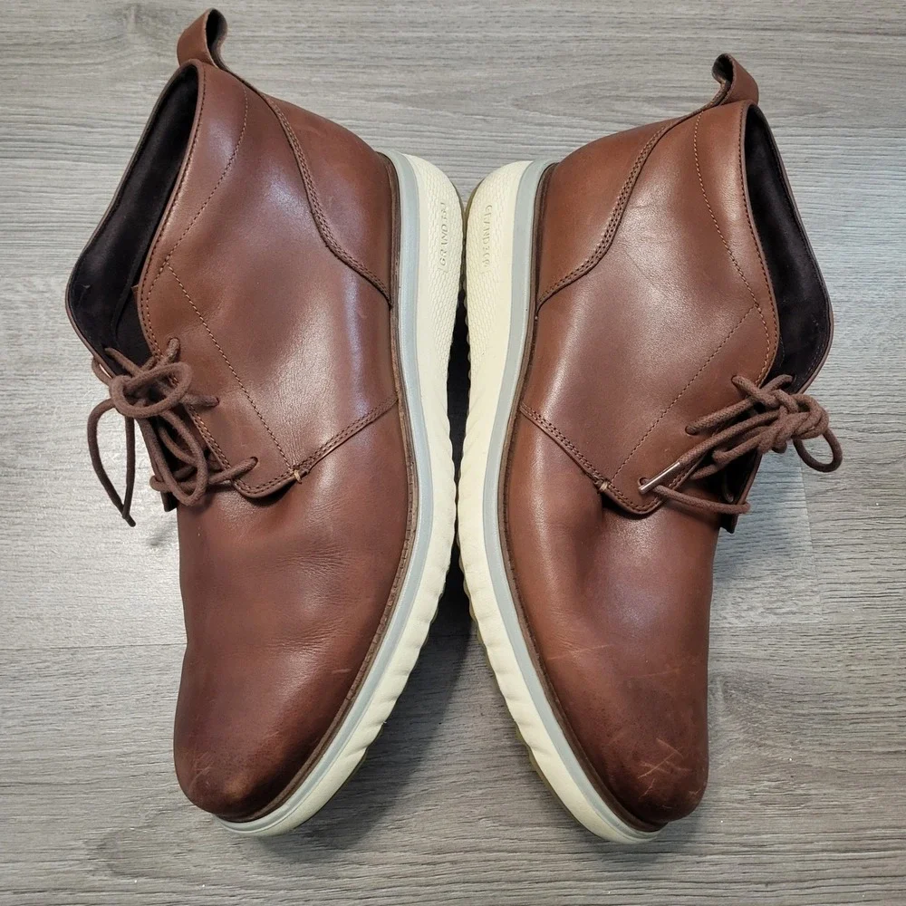 Cole Haan Grand 360 Brown Leather Chukka Boots Mens Lace Up Ankle Shoes 11.5